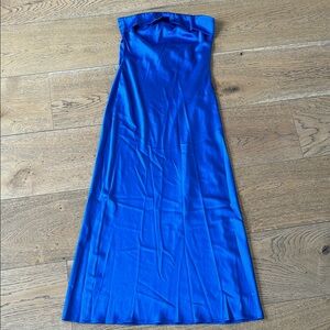 Strapless Satin Maxi Dress - Royal Blue